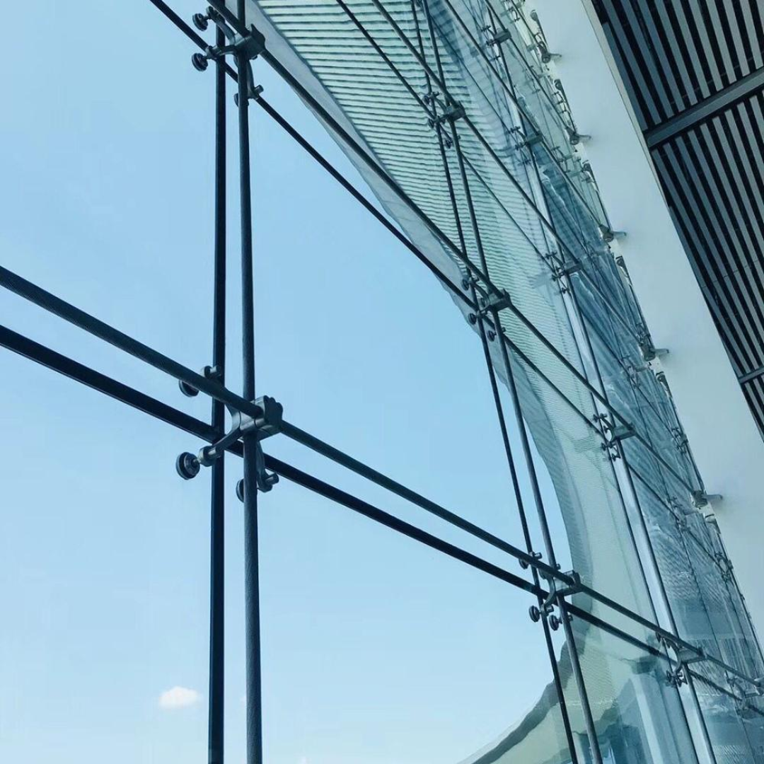 This is a picture of a close-up of a modern glass curtain wall.