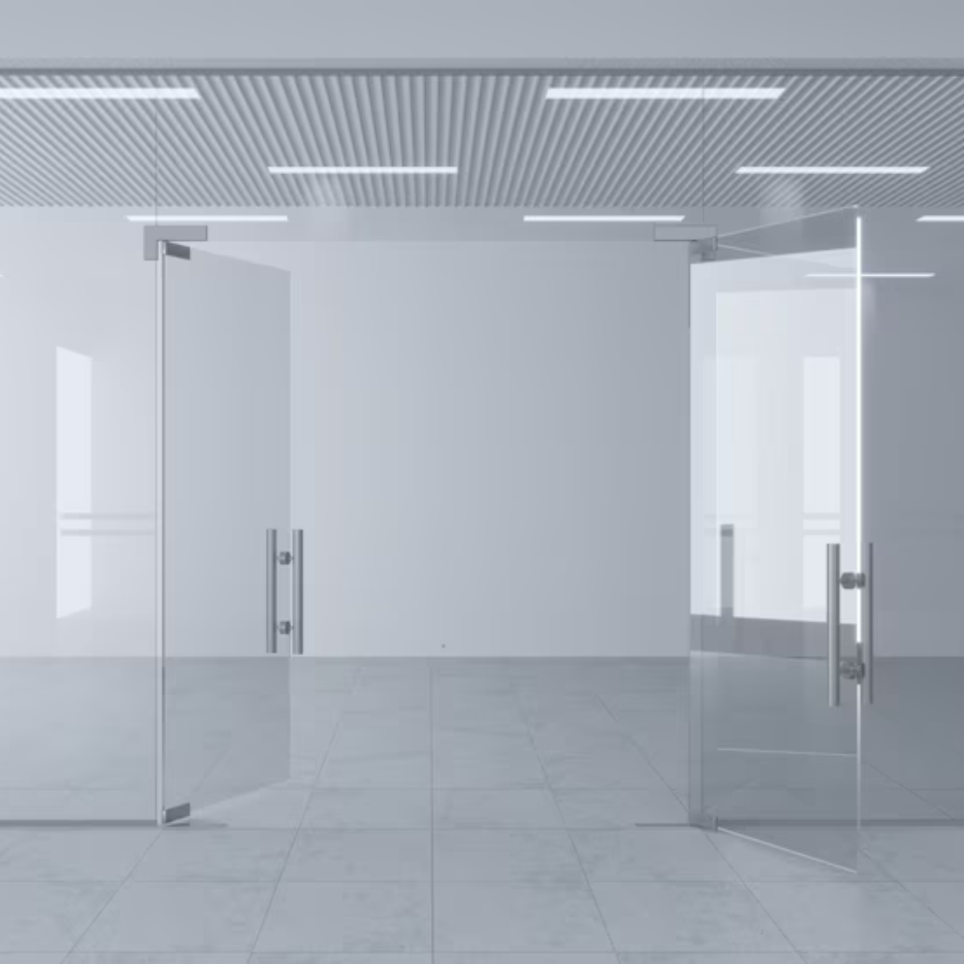 This picture shows a frameless glass door.